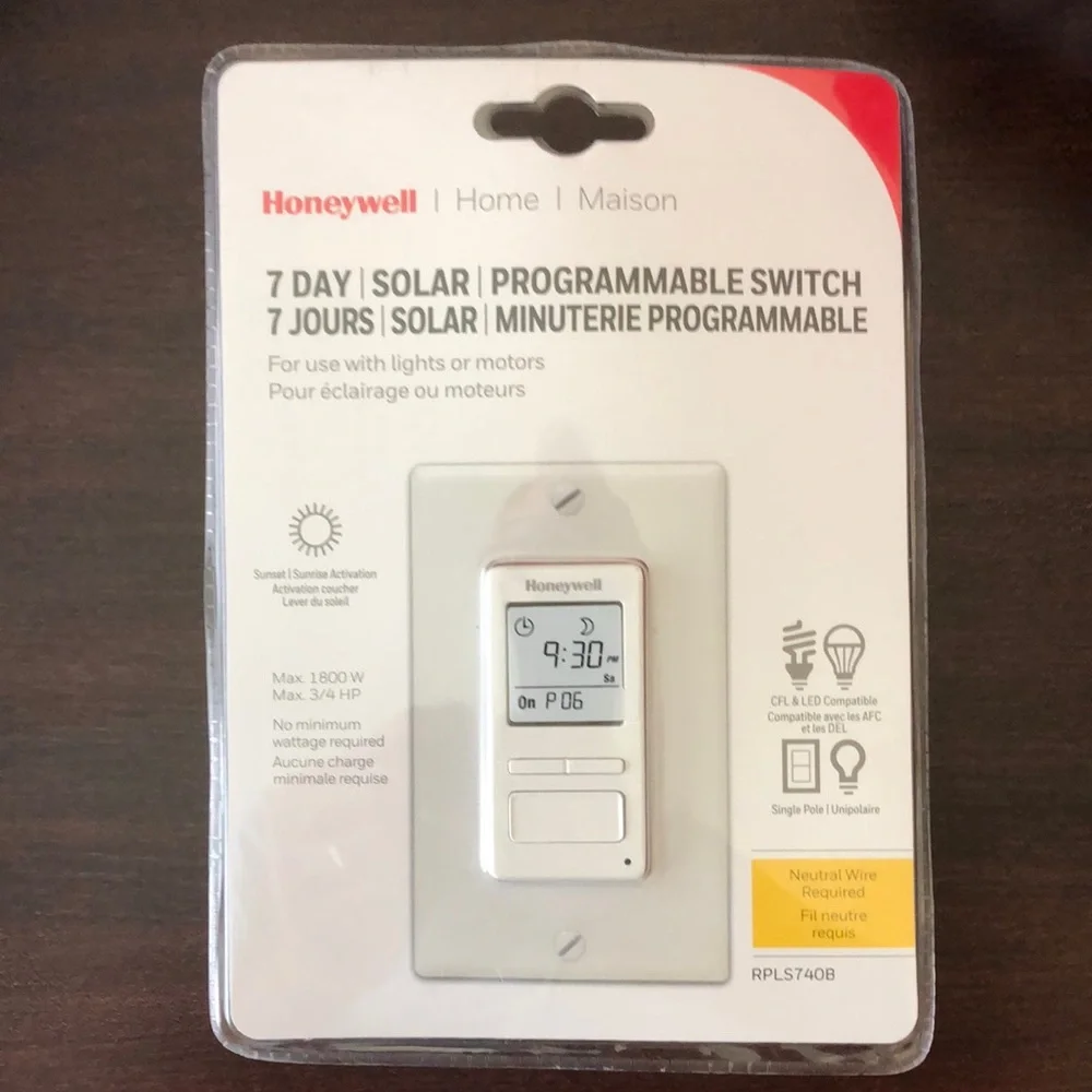 Honeywell Home Solar 7 Day Programmable Light Switch Timer - RPLS740B - Picture 4 of 5